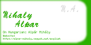 mihaly alpar business card