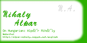 mihaly alpar business card